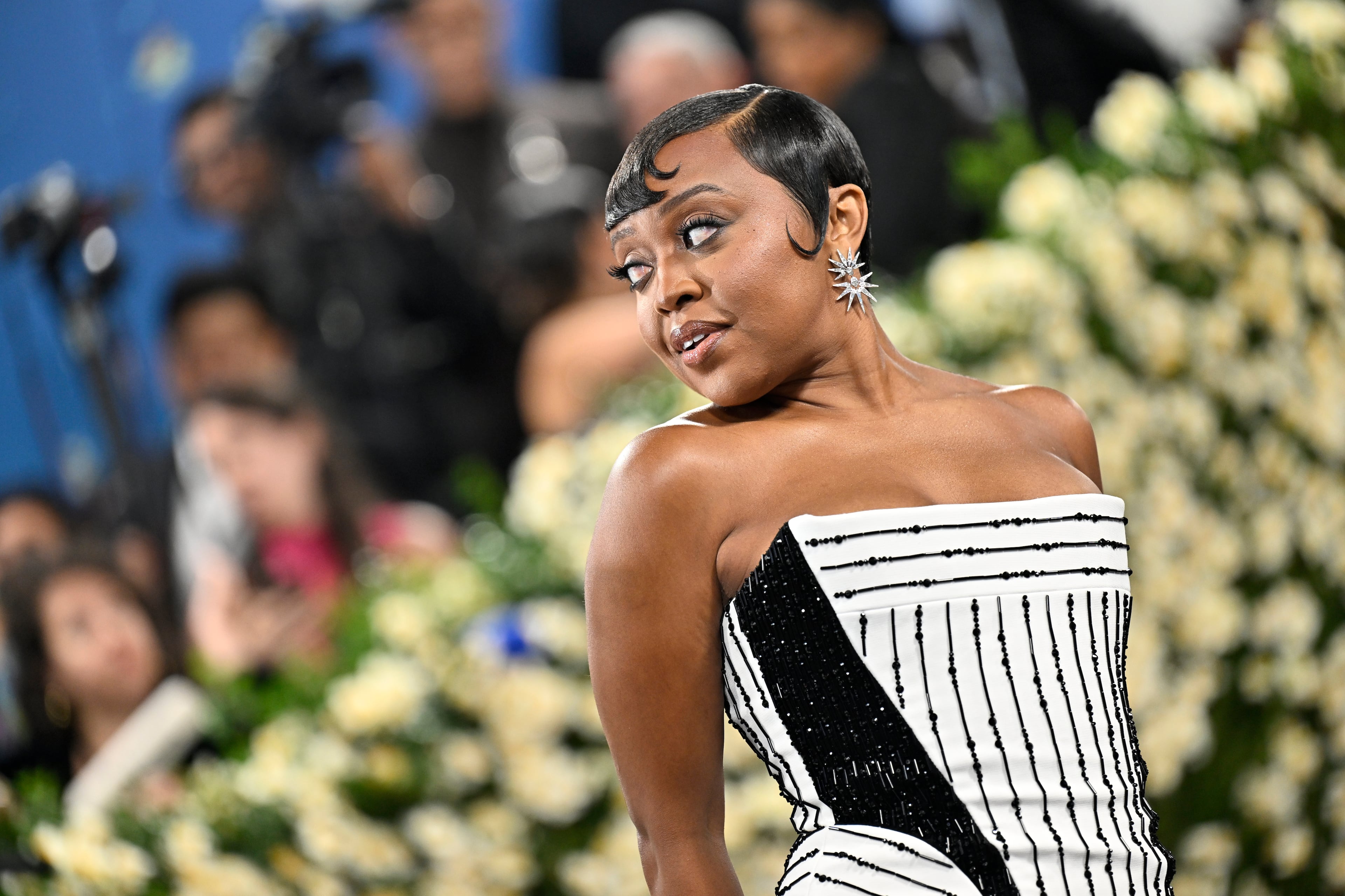 Quinta Brunson attends The Metropolitan Museum of Art's Costume Institute benefit gala celebrating the opening of the "Superfine: Tailoring Black Style" exhibition on Monday, May 5, 2025, in New York. (Photo by Evan Agostini/Invision/AP)