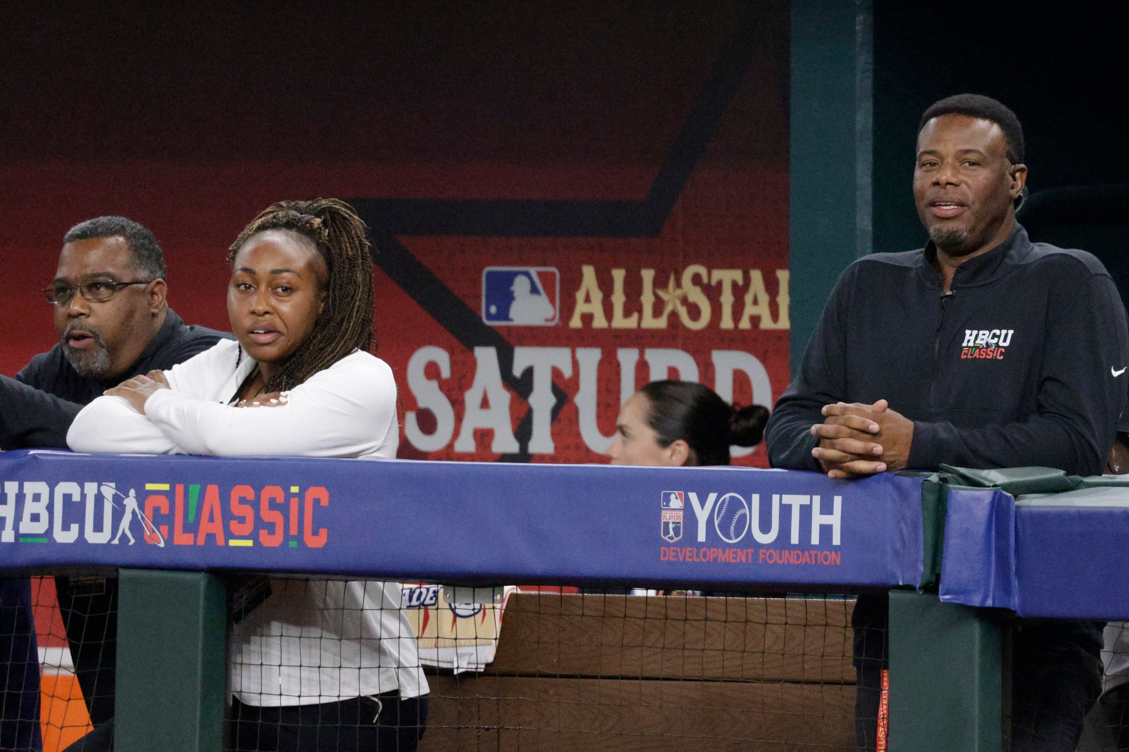 The HBCU Swingman Classic — a collaboration between Major League Baseball and the MLB Players Association has been spearheaded by Hall of Famer Ken Griffey Jr. (right), who managed the National League in last year's game. (Courtesy of Major League Baseball)