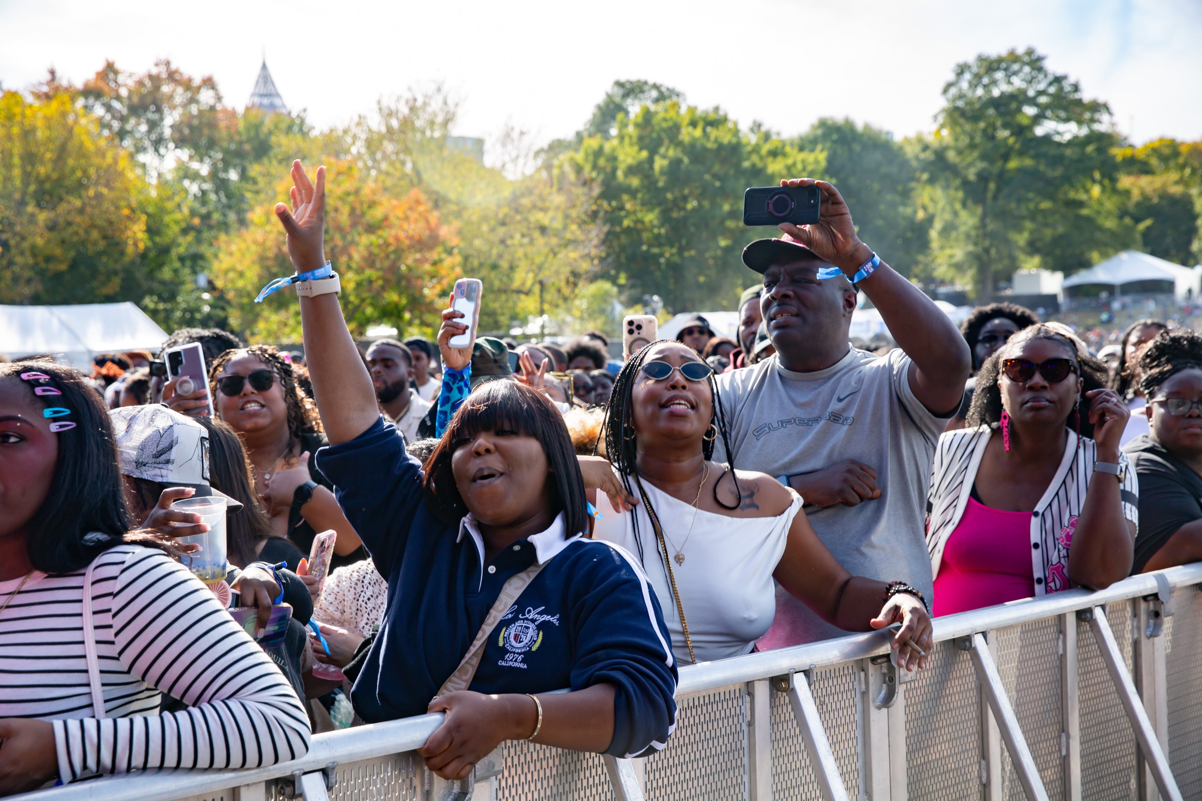 Crowds wait to come into Piedmont Park to enjoy the performances at One Musicfest on Saturday, Oct. 25, 2025, in Atlanta. (Ryan Fleisher for the AJC)
