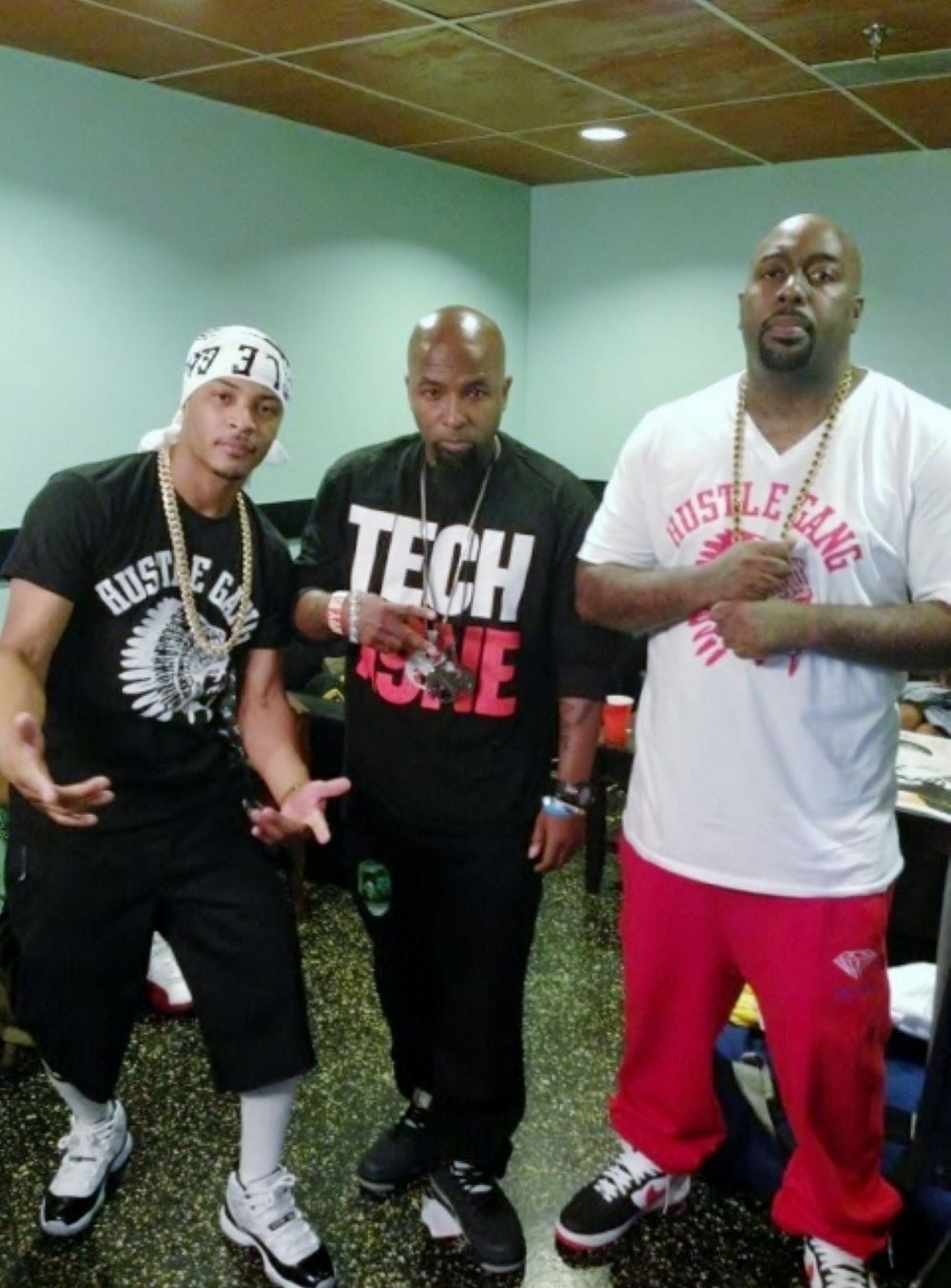 T.I. (left) has one feature with Tech N9ne (center) — "On the Bible" from Tech N9ne's 2015 album "Special Effects." Also pictured is Trae the Truth. (Courtesy of Jeff Nelson)