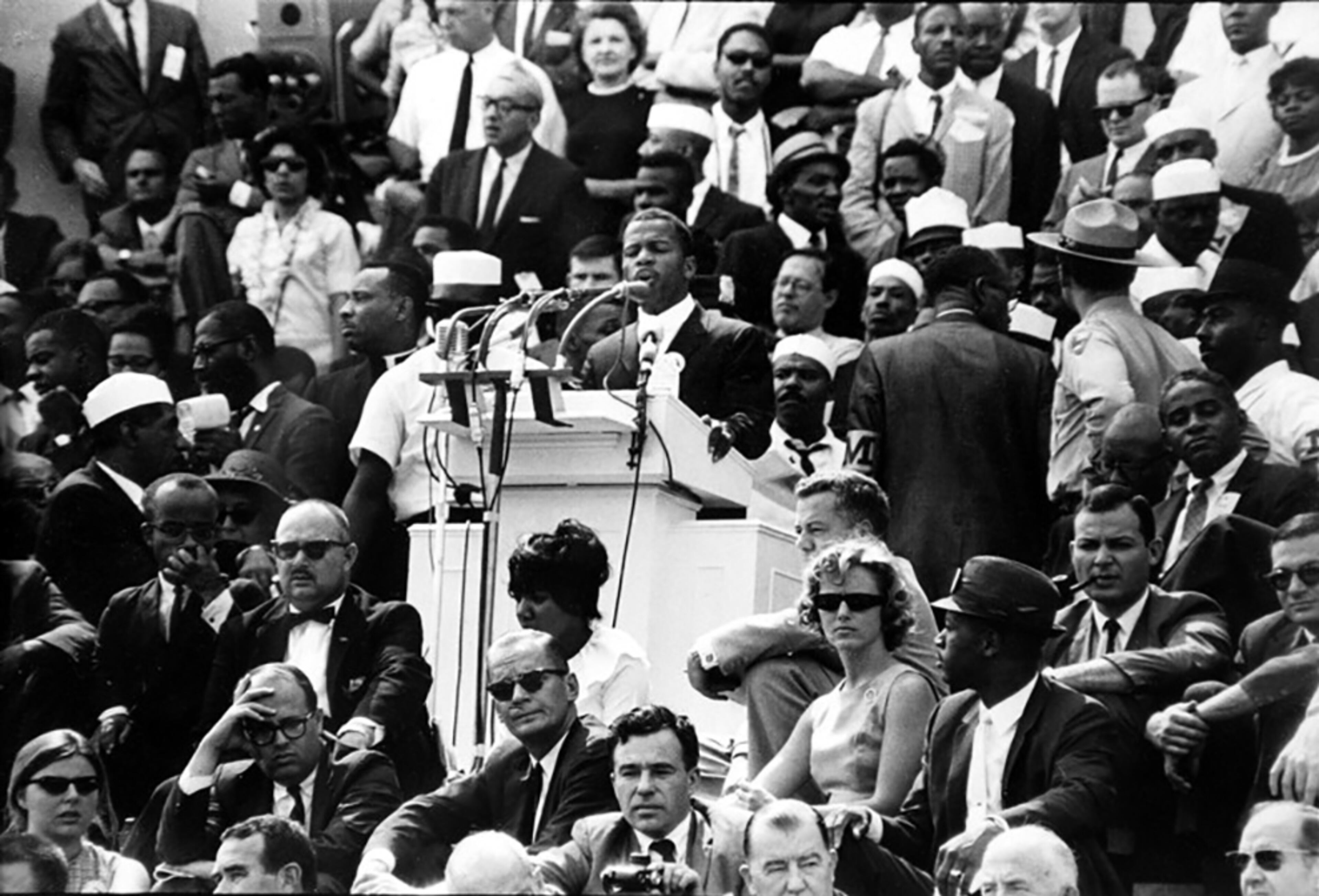 The attack on Marion King was even mentioned by a young John Lewis (standing at podium) during his 1963 speech at the March on Washington. (Courtesy of John Lewis)