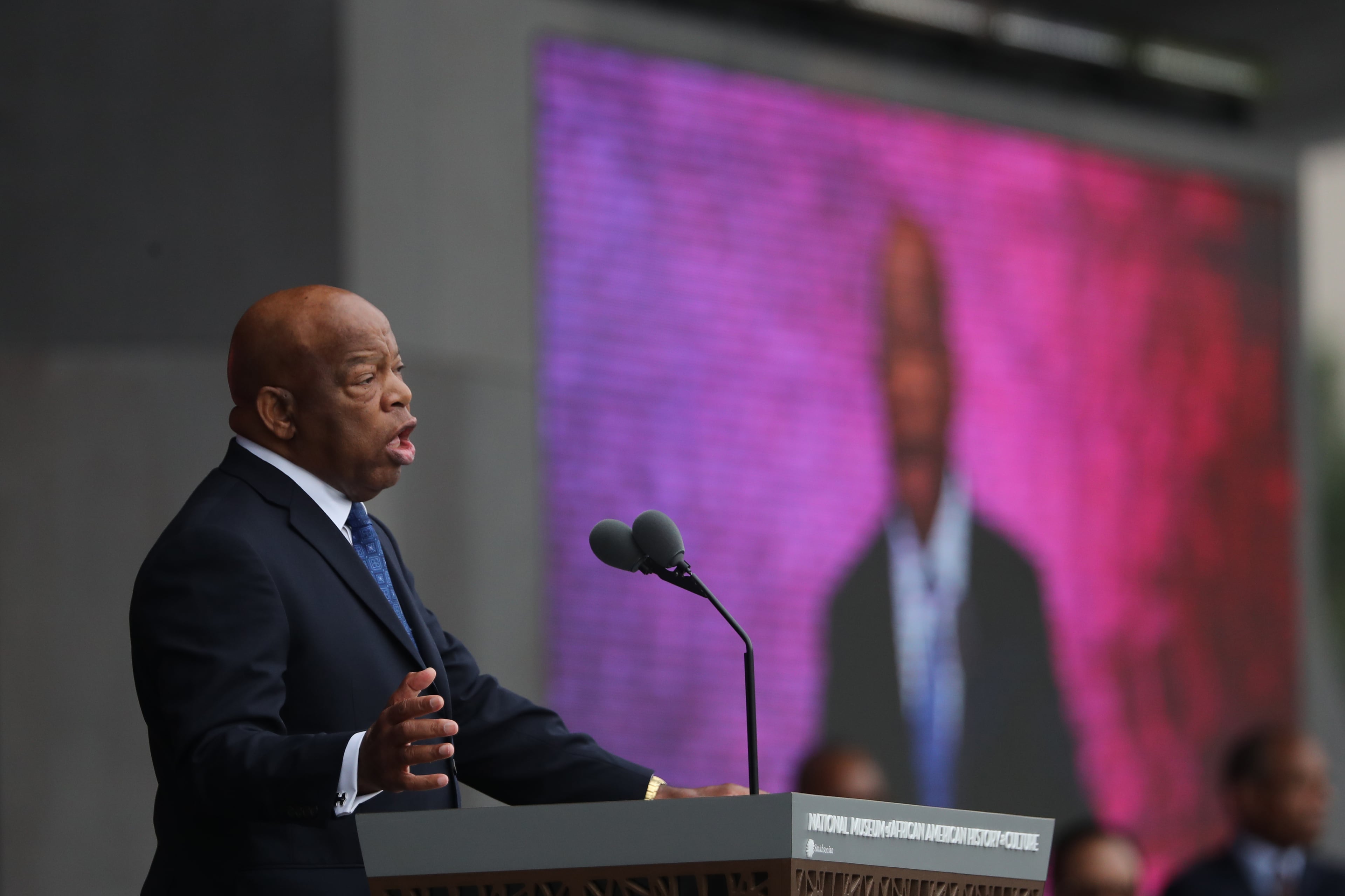 Rep. John Lewis, D-Ga. speaks during the opening ceremony of the Smithsonian National Museum of African American History and Culture on the National Mall in Washington, 2016. (Manuel Balce Ceneta/AP)