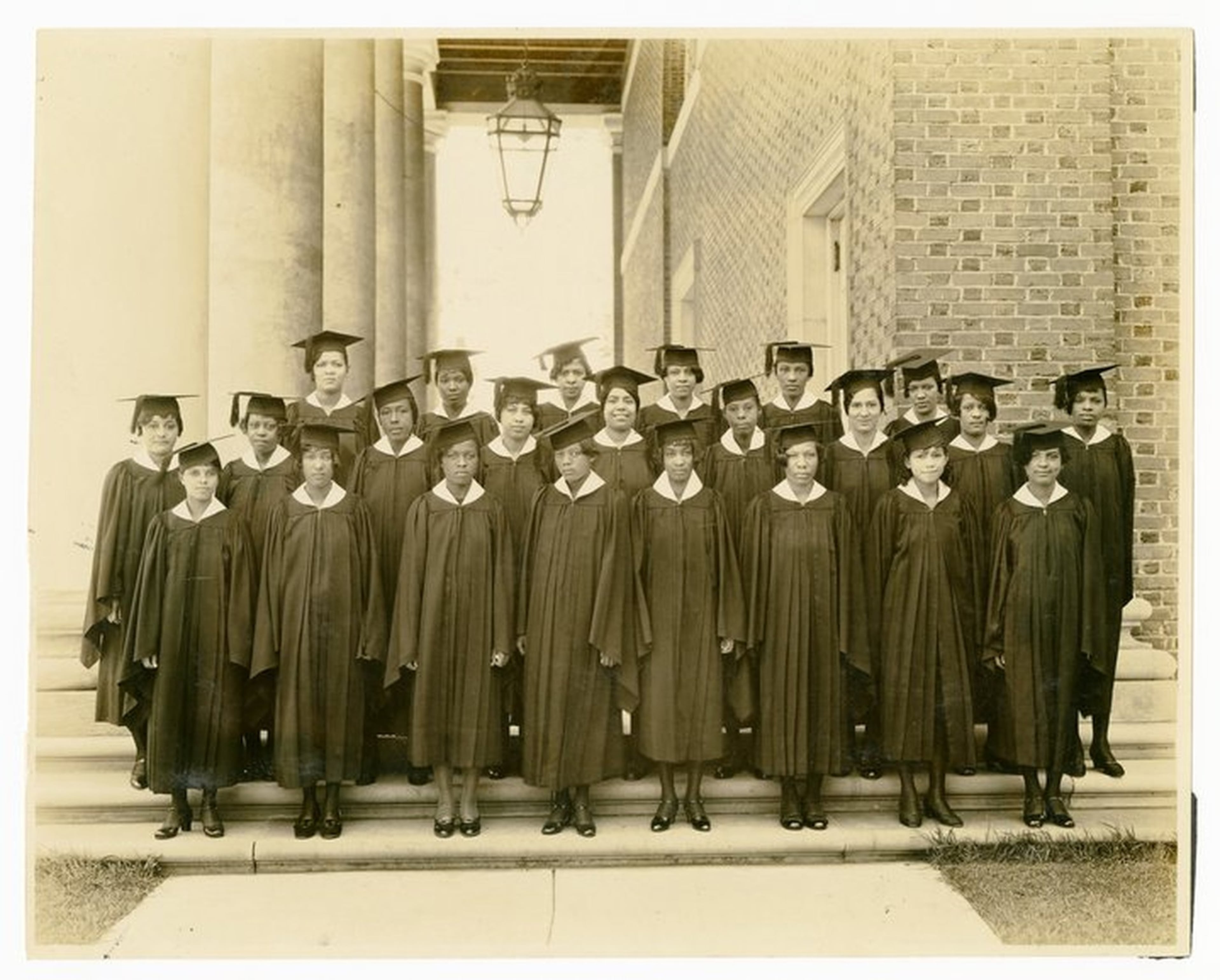 The Spelman College class of 1929 at Sisters Chapel in their cap and gowns. Morehouse College director and Academy Award-winning director Spike Lee’s grandmother, Zimmie Jackson, is the second from the left in the front row. (Contributed by Spelman College Archives)