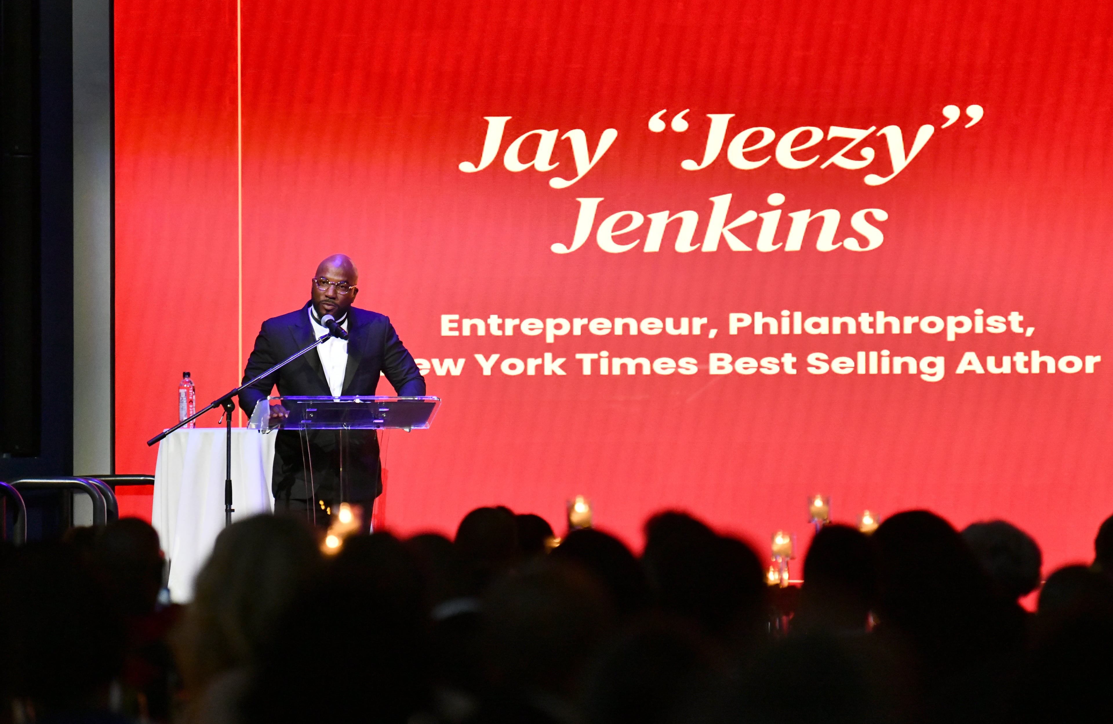 Jeezy speaks during his fifth annual Sno Ball at Delta Flight Museum, Thursday, Oct. 9, 2025, in Atlanta. (Hyosub Shin/AJC)