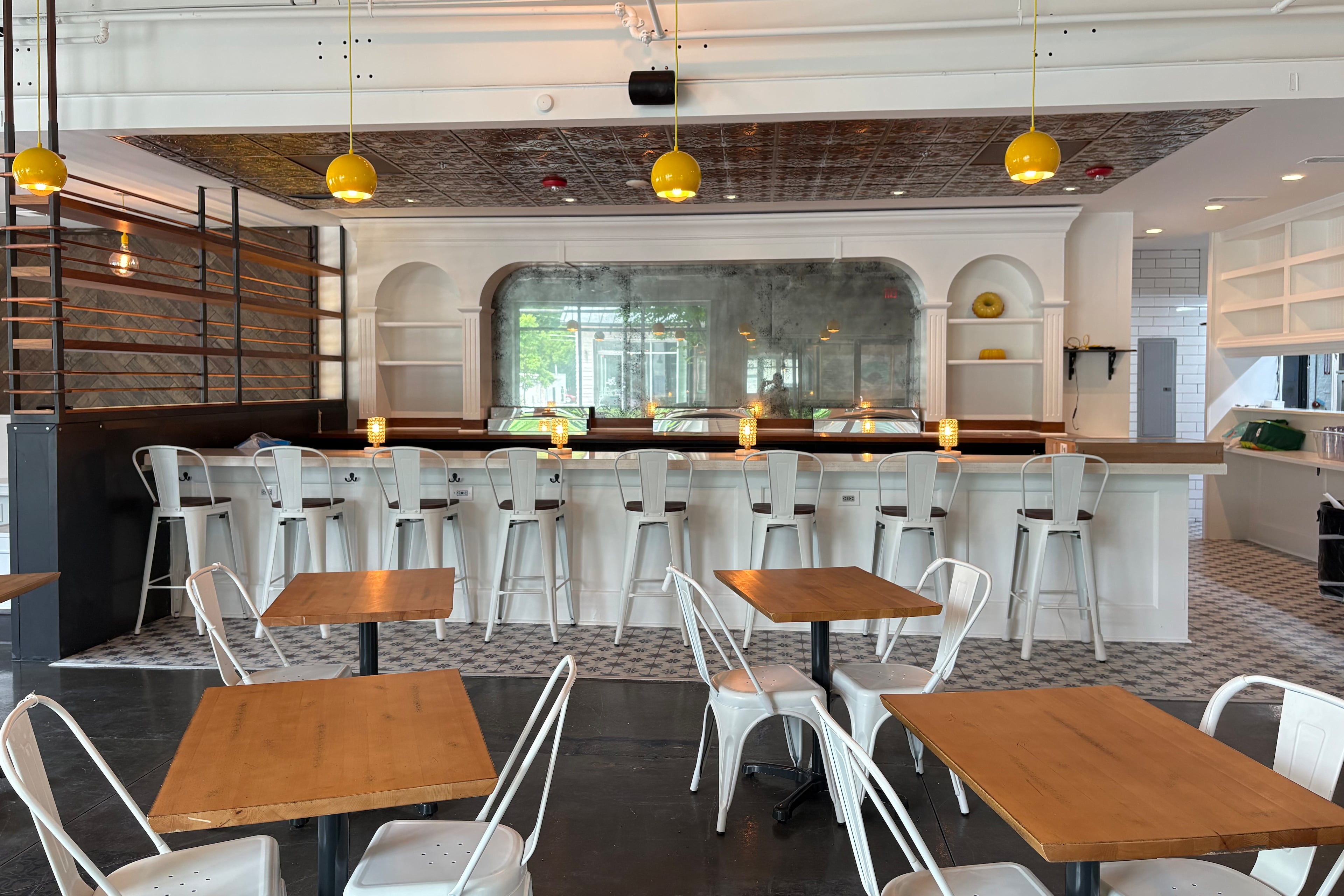 Bomb Biscuit's new space is bright and airy, as shown in this pre-opening sneak peak of its dining room. (Courtesy of Bomb Biscuit Co.)