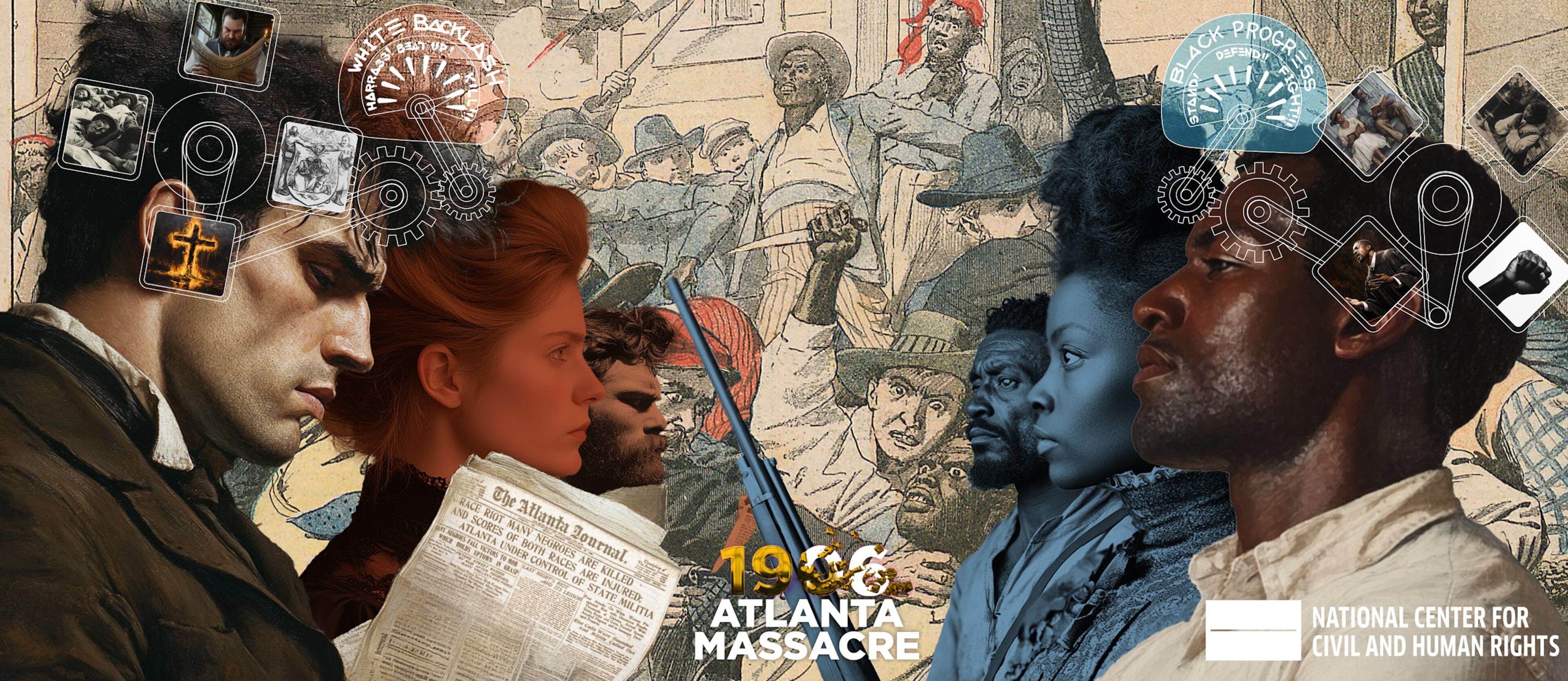 This a prototype of artist Fabian Williams' 1906 Atlanta Race Massacre mural. (Courtesy of Fabian Williams)