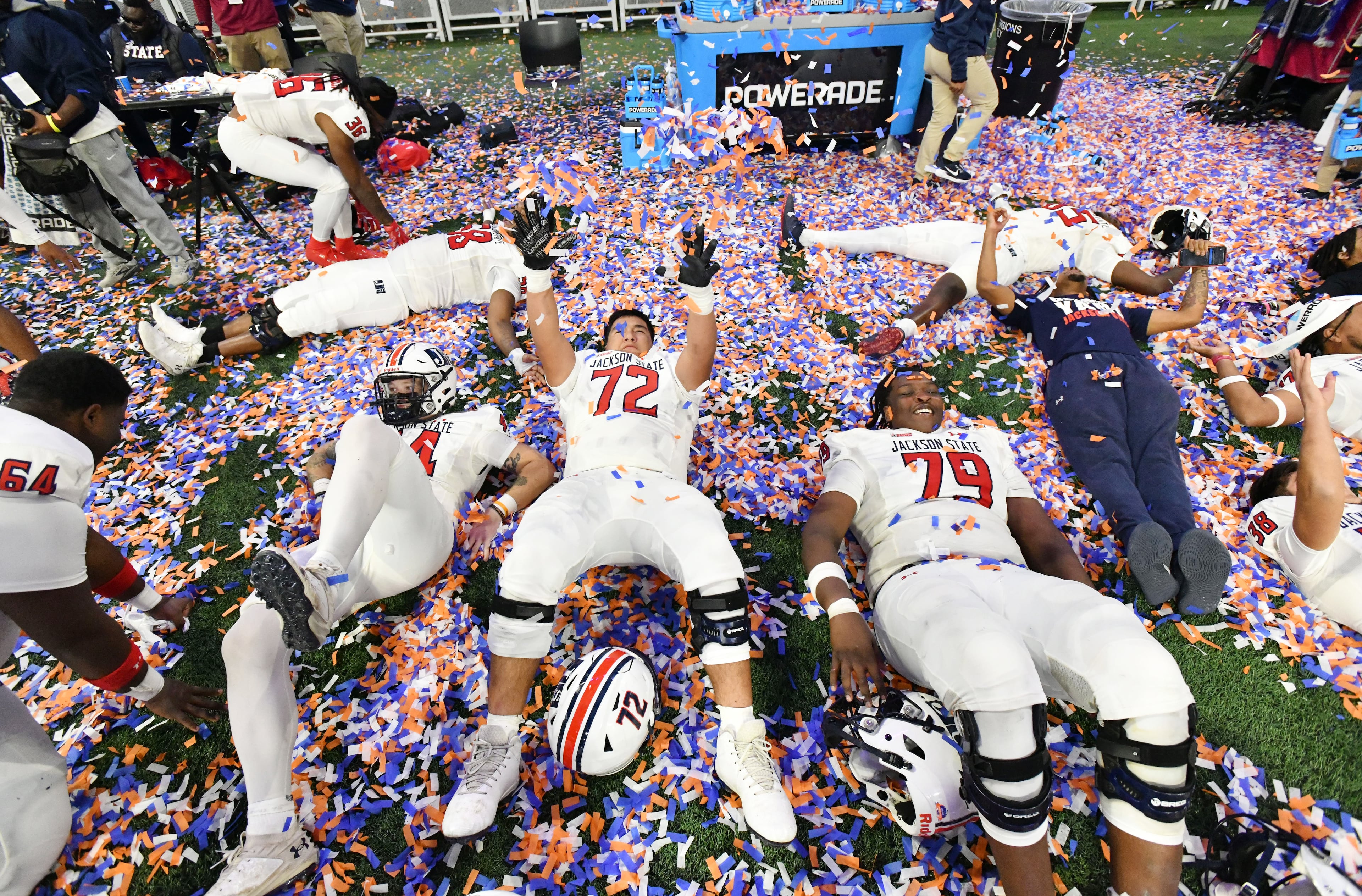 Last December, Jackson State got to celebrate a 28-7 victory over South Carolina State in the Celebration Bowl at Mercedes-Benz Stadium in Atlanta. (Hyosub Shin/AJC 2024)