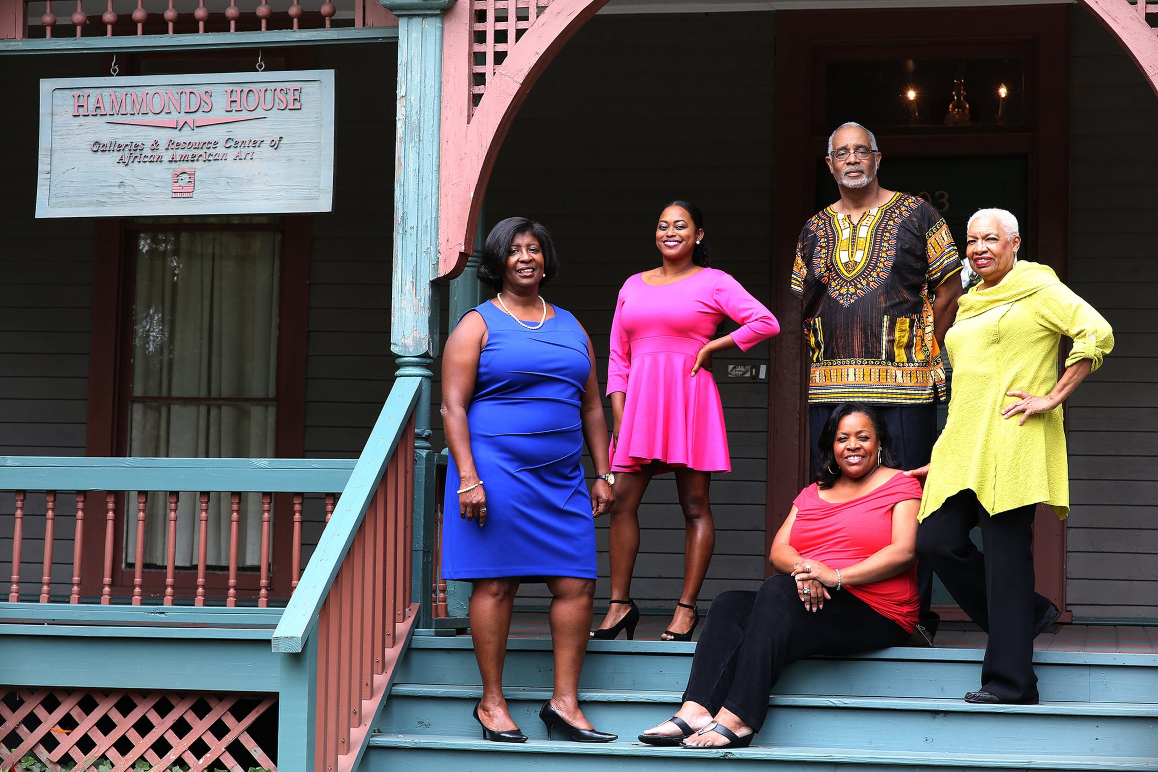 Leatrice Ellzy Wright (seated) posed with Hammonds House Museum museum staff when she was executive director (left to right) Donna Watts-Nunn, Ravi Windom, Wendell Hurst and Audrey Johnson. (Courtesy of Brian Christian)