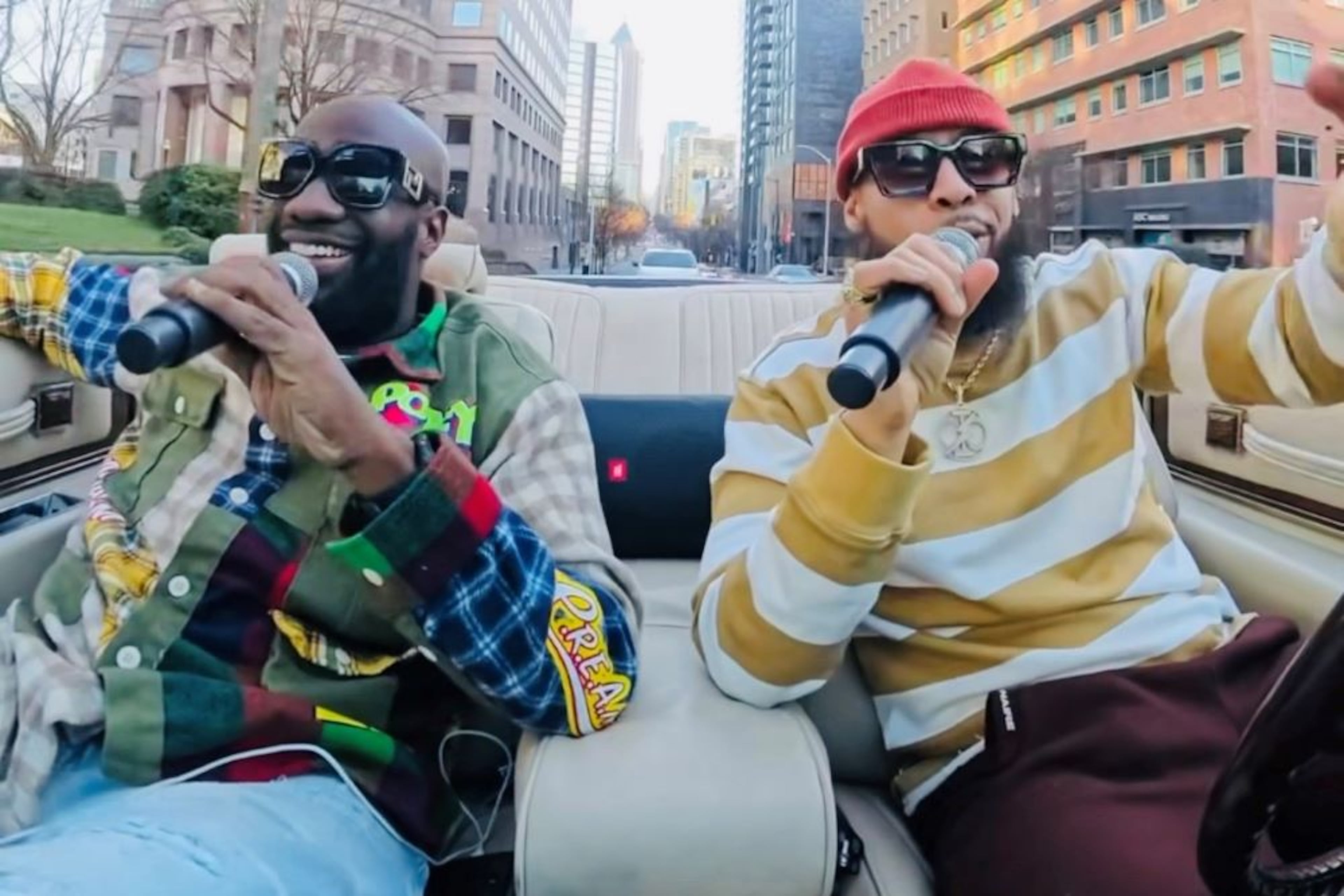 Atlanta producer Corey "Mr. Hanky" Dennard (left) and Brian Freeman (right) on an installment of "Cadillac Chronicles TV." (Courtesy of Corey "Mr. Hanky" Dennard)