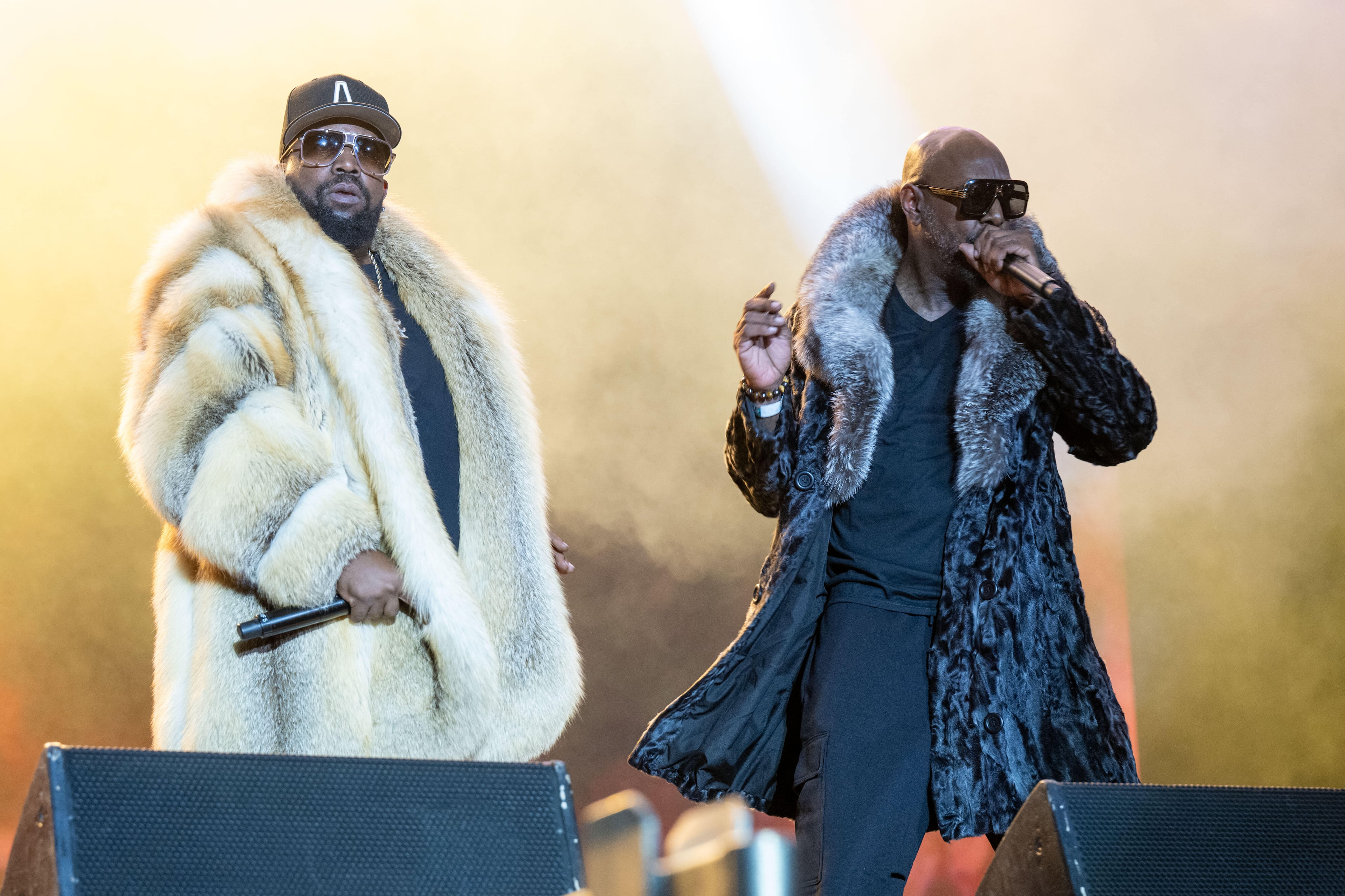 Big Boi (left) and Sleepy Brown perform during the Dungeon Family Reunion at One Musicfest on Saturday, Oct. 25, 2025, at Piedmont Park in Atlanta. (Paul R. Giunta/AP)