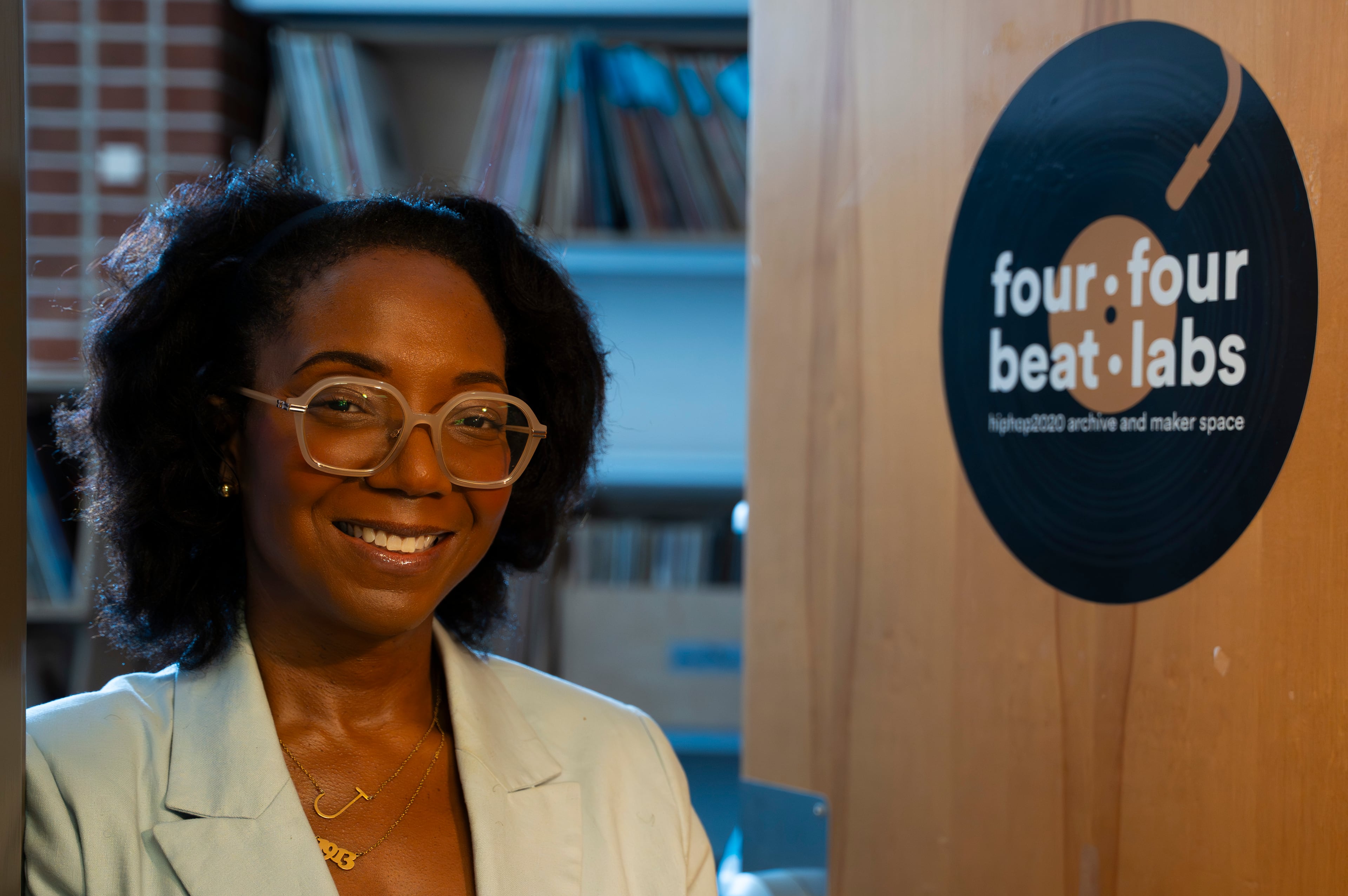 Dr. Joycelyn Wilson, an associate professor at Georgia Tech, poses for a portrait in her closet of records on campus in Atlanta, Monday, Aug. 25, 2025. (Olivia Bowdoin for the AJC)