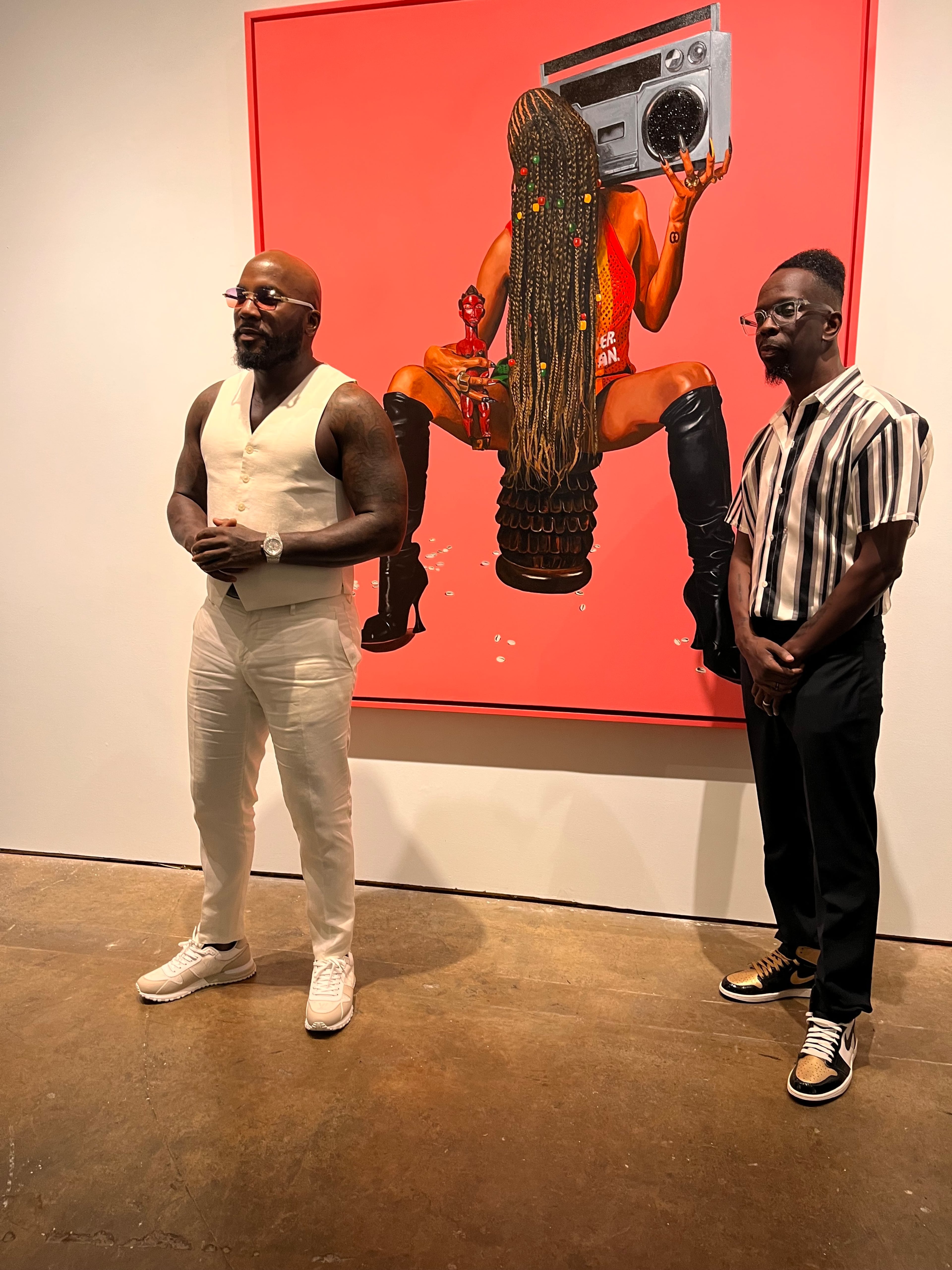 Jeezy and Fahamu Pecou before the unveiling of “School of Hard Knocks.”