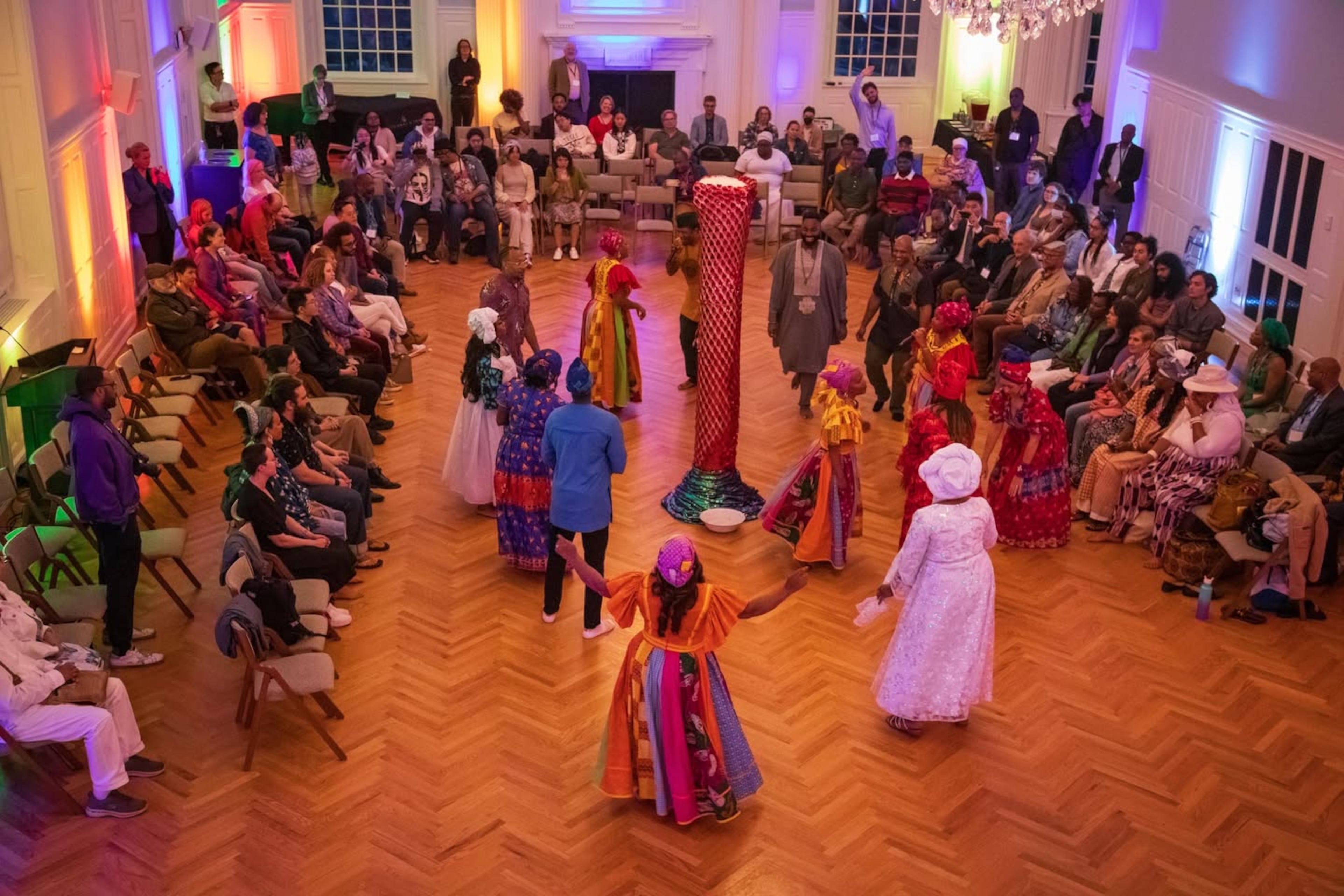 Fet Milokan (a Vodou ceremony) in the Old Refectory at Yale Divinity School. (Courtesy of Harold Shapiro)