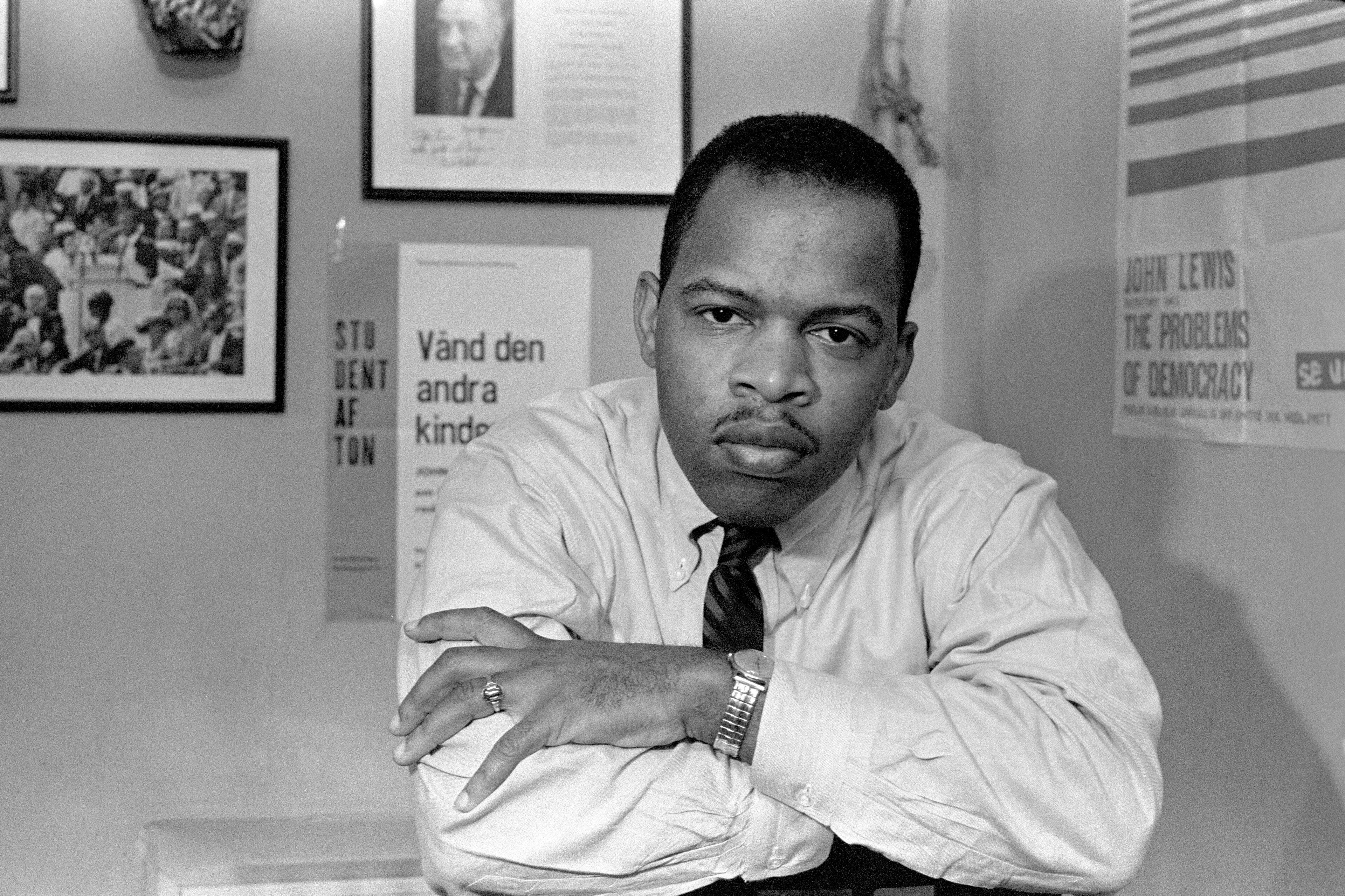 Throughout his life, John Lewis championed racial equality for African Americans and fought against systemic oppression through the Student Nonviolent Coordinating Committee. (Sam Falk/The New York Times 1967)