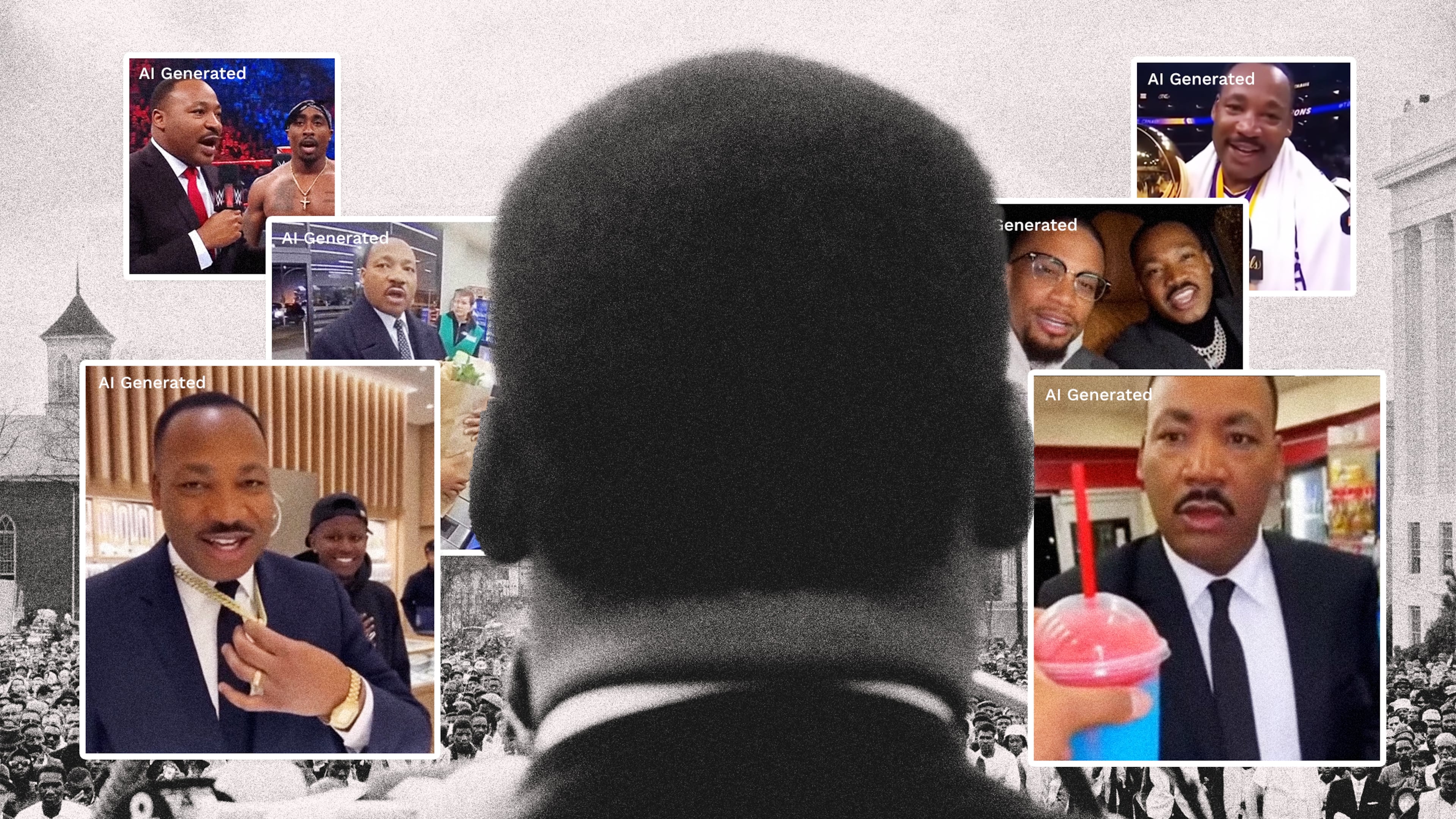 (Photo Illustration: Broly Su / AJC | Source: Getty, AI color images created by users of Sora)