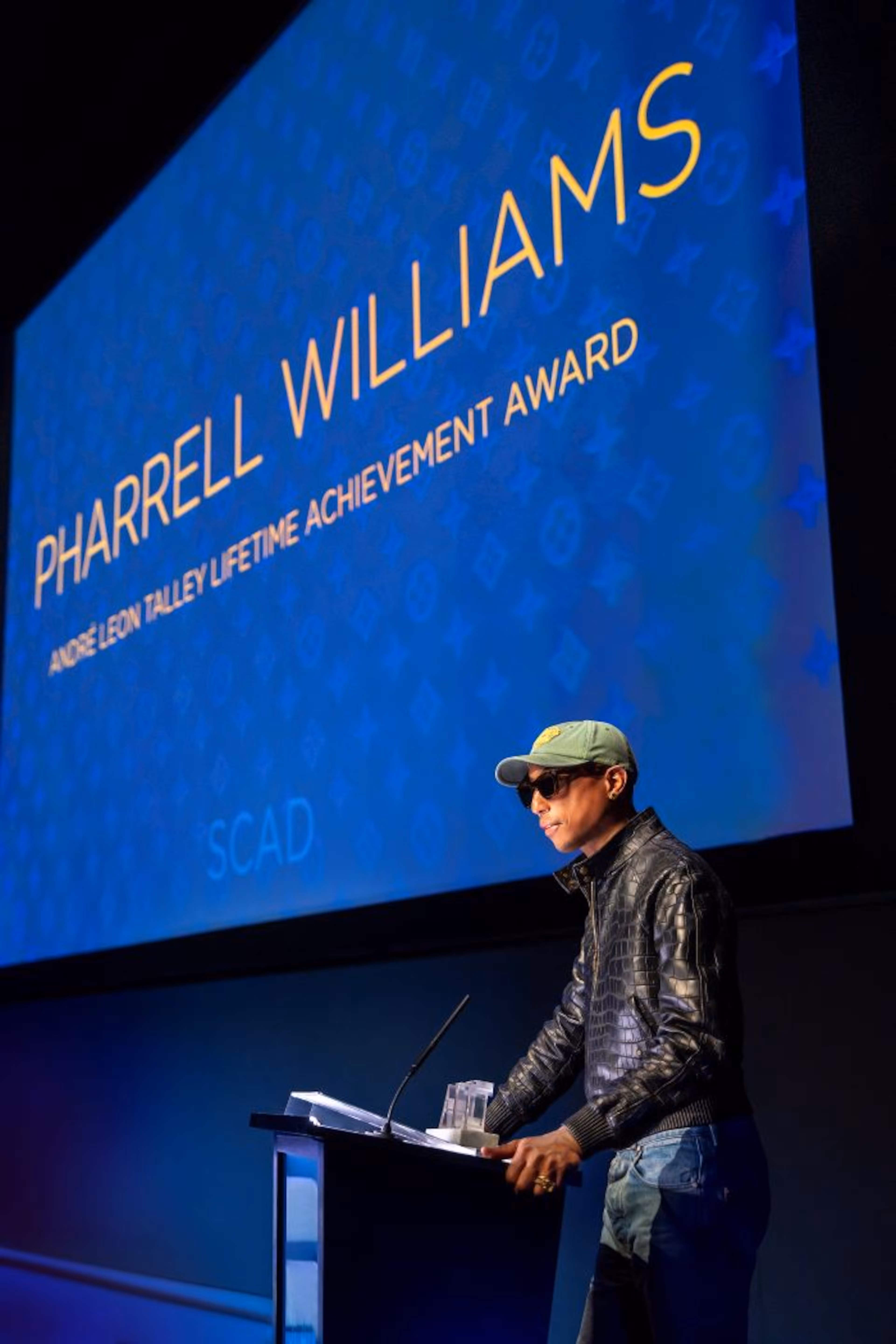 “Every song, collection or idea I’ve ever had has come from quietness, curiosity and trusting what I can’t yet see,” said Pharrell Williams when accepting SCAD Atlanta's Andre Leon Talley Lifetime Achievement Award. (Courtesy of SCAD Atlanta)
