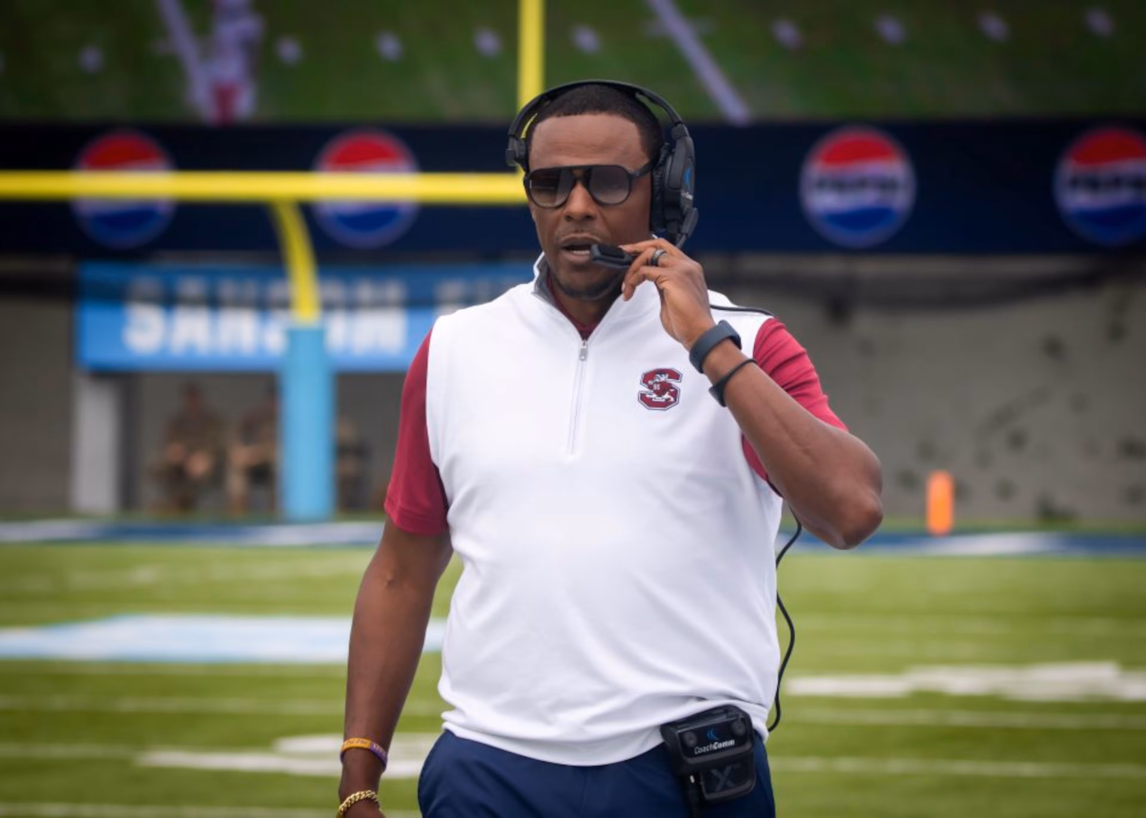 South Carolina State University head football coach Chennis Berry joined the team in 2023 after coaching at Benedict College, a historically Black college in Columbia, South Carolina.
