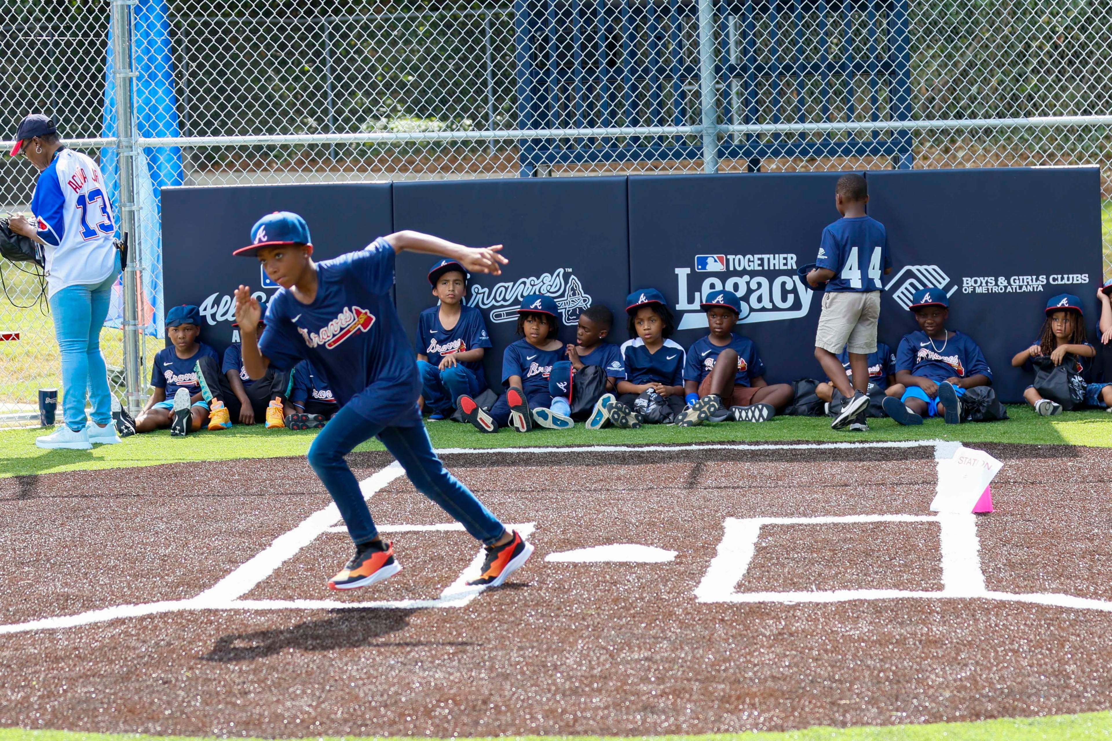 As part of MLB All-Star Week, MLB and the Braves unveiled the new All-Star Legacy Field for kids at the Barksdale Boys & Girls Club in Conyers on Thursday, July 10, 2025. The All-Star Legacy Inititiative is one of several programs that MLB puts on to help underserved communities. (Miguel Martinez/AJC)